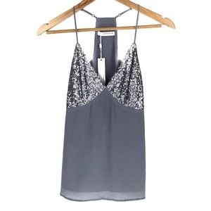 NWT Lavender Brown Sequin Strappy Cami Top Sz. XS